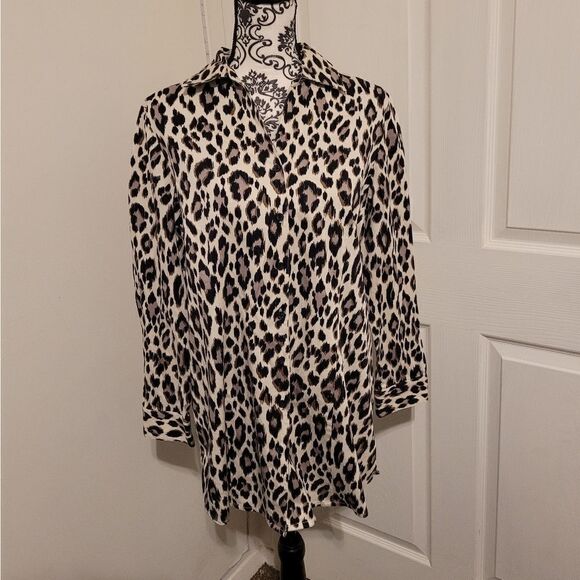 Chico's leopard print long sleeve shirt - Picture 1 of 6